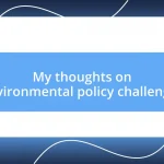 My thoughts on environmental policy challenges